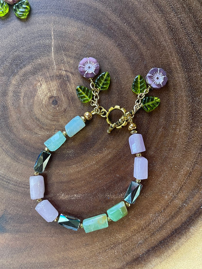 Kunzite / Chryoprase Charm Bracelet