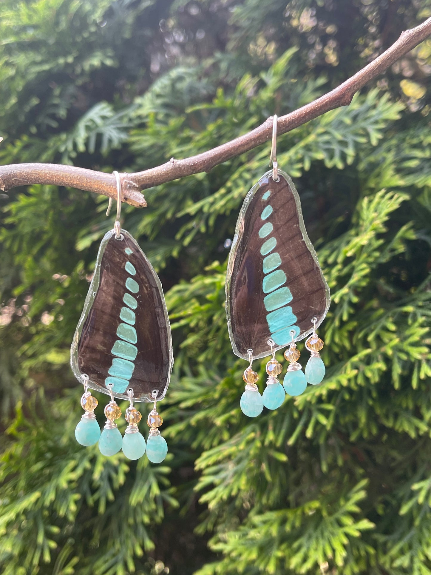 Amazonite Butterfly Earrings