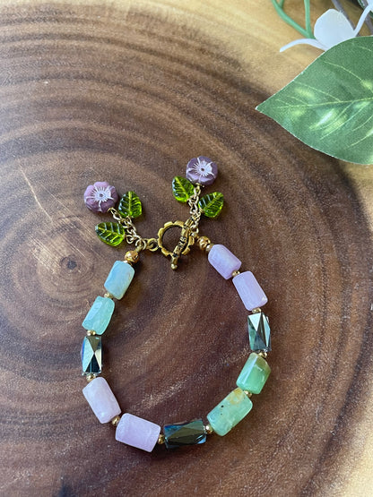 Kunzite / Chryoprase Charm Bracelet