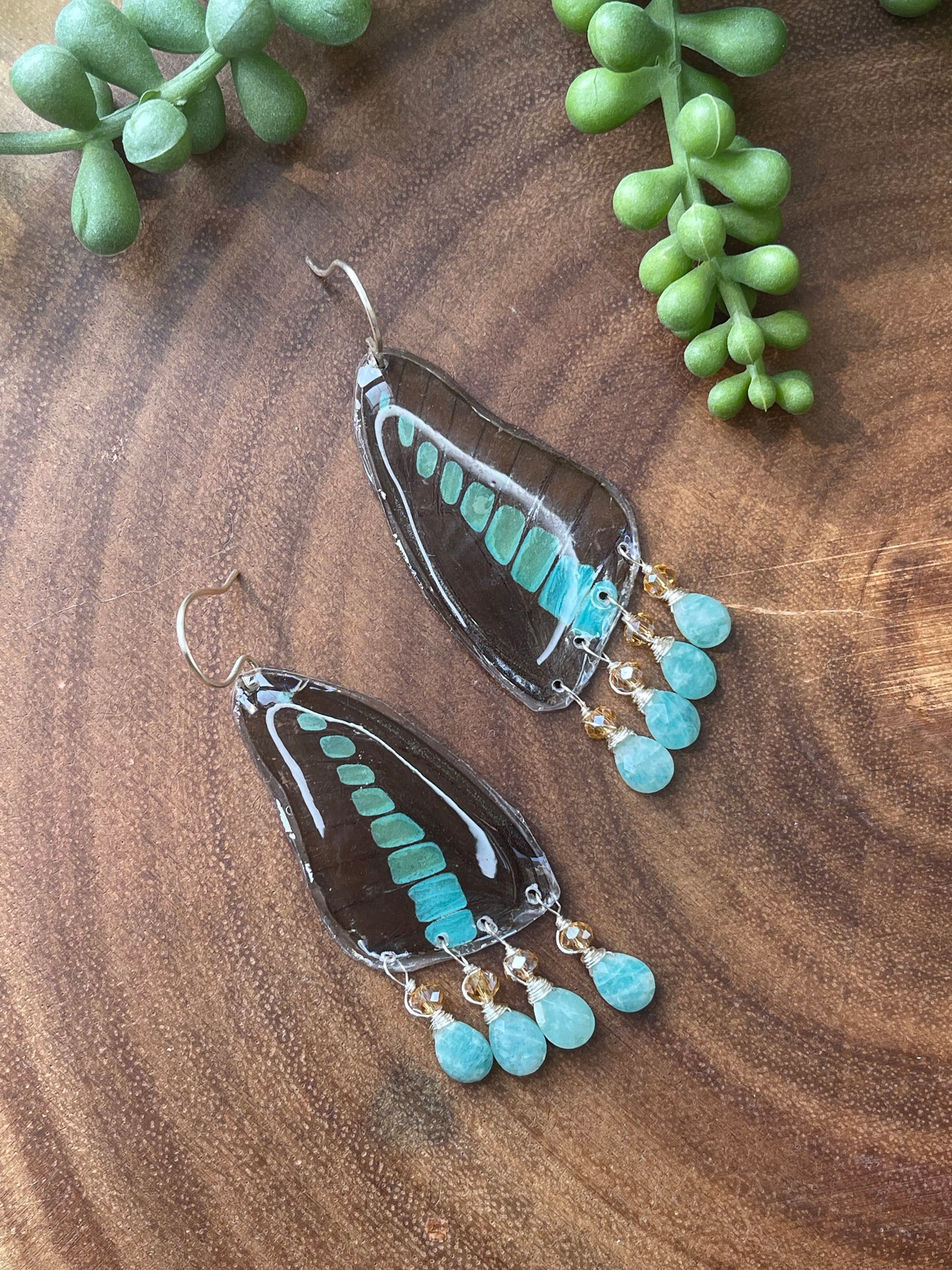 Amazonite Butterfly Earrings