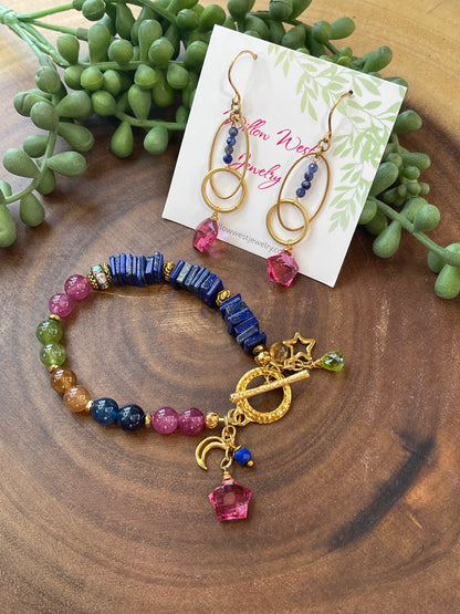 Natural Tourmaline / Lapis Lazuli Bracelet