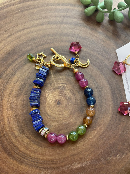 Natural Tourmaline / Lapis Lazuli Bracelet