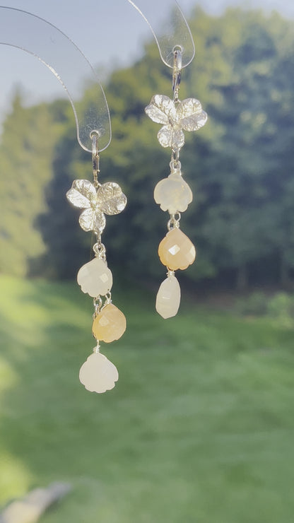 Moonstone Earrings / Gemstone Earrings/ Flower Earrings