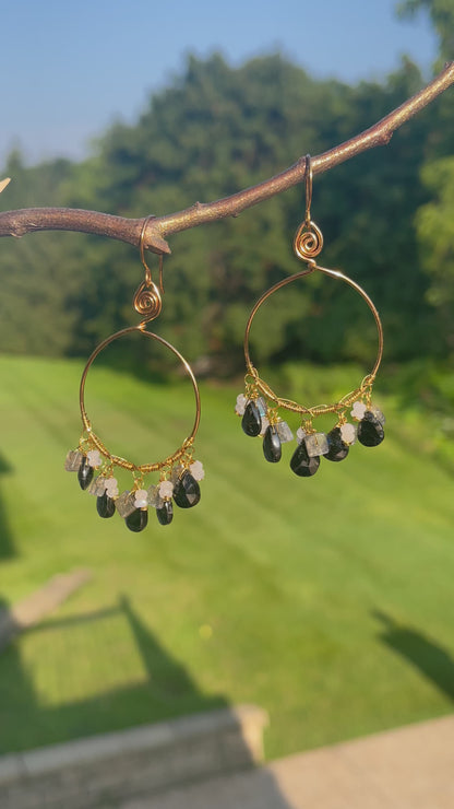 Black Onyx Hoop Earrings - Gemstone Hoop Earrings