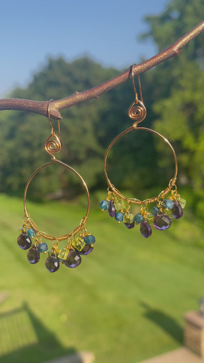 Amethyst Hoop Earrings - Gemstone Hoop Earrings