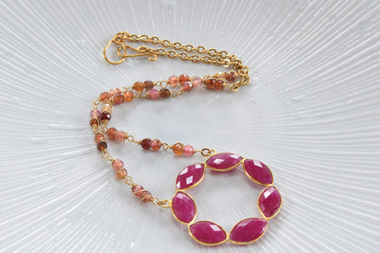 Magenta Chalcedony Eternity Necklace