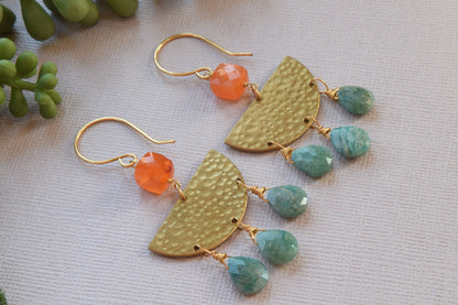 Amazonite and Carnelian Earrings