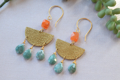 Amazonite and Carnelian Earrings