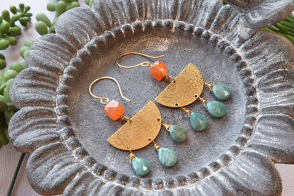 Amazonite and Carnelian Earrings