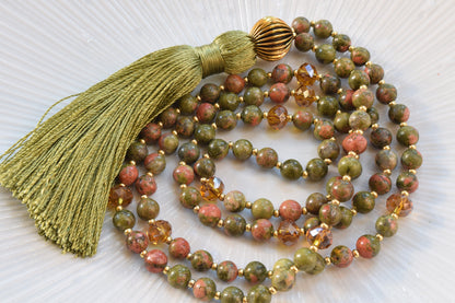 Unakite Tassel Necklace