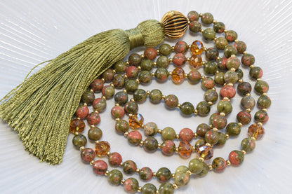 Unakite Tassel Necklace