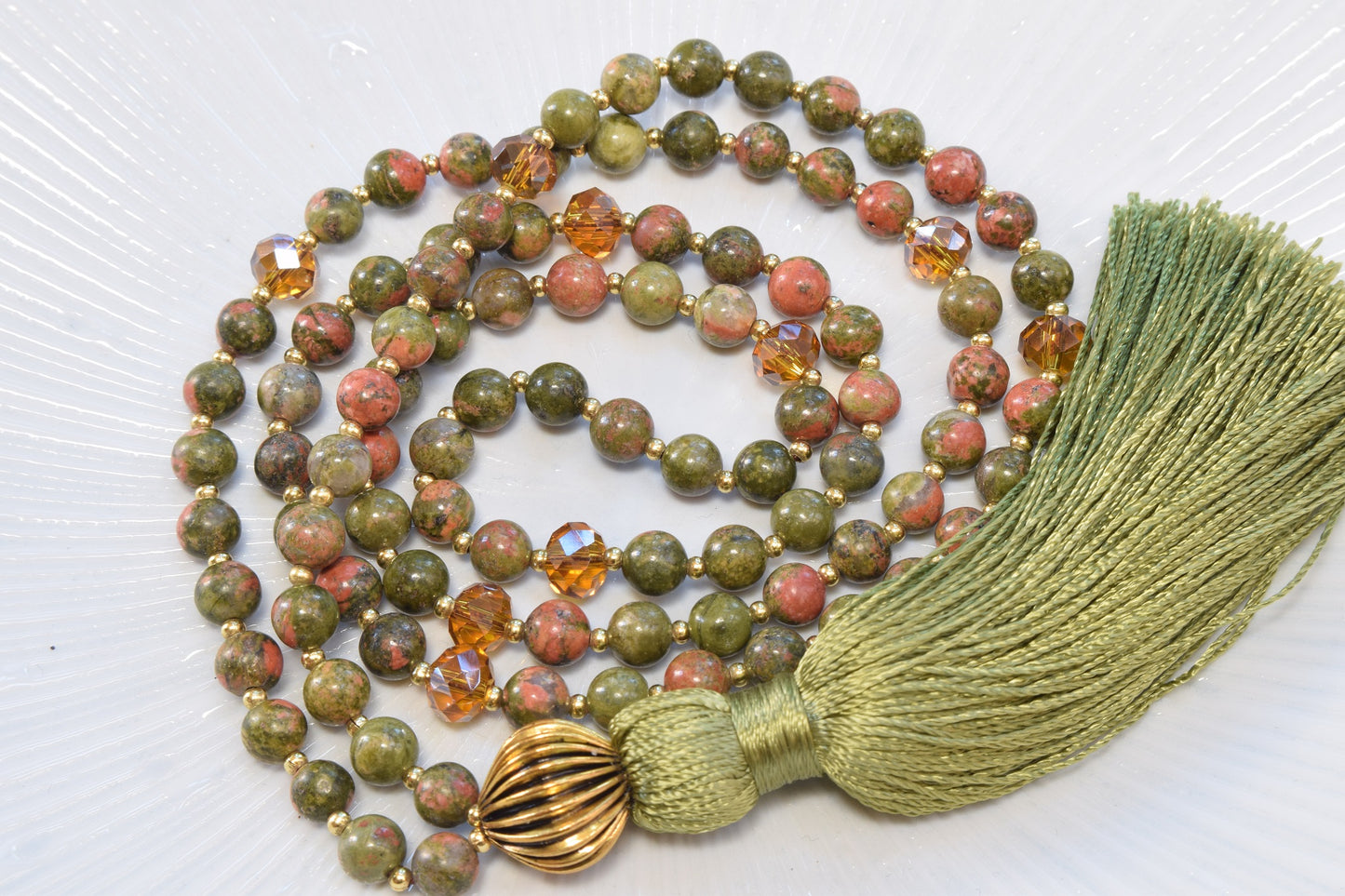 Unakite Tassel Necklace