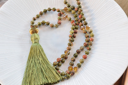 Unakite Tassel Necklace