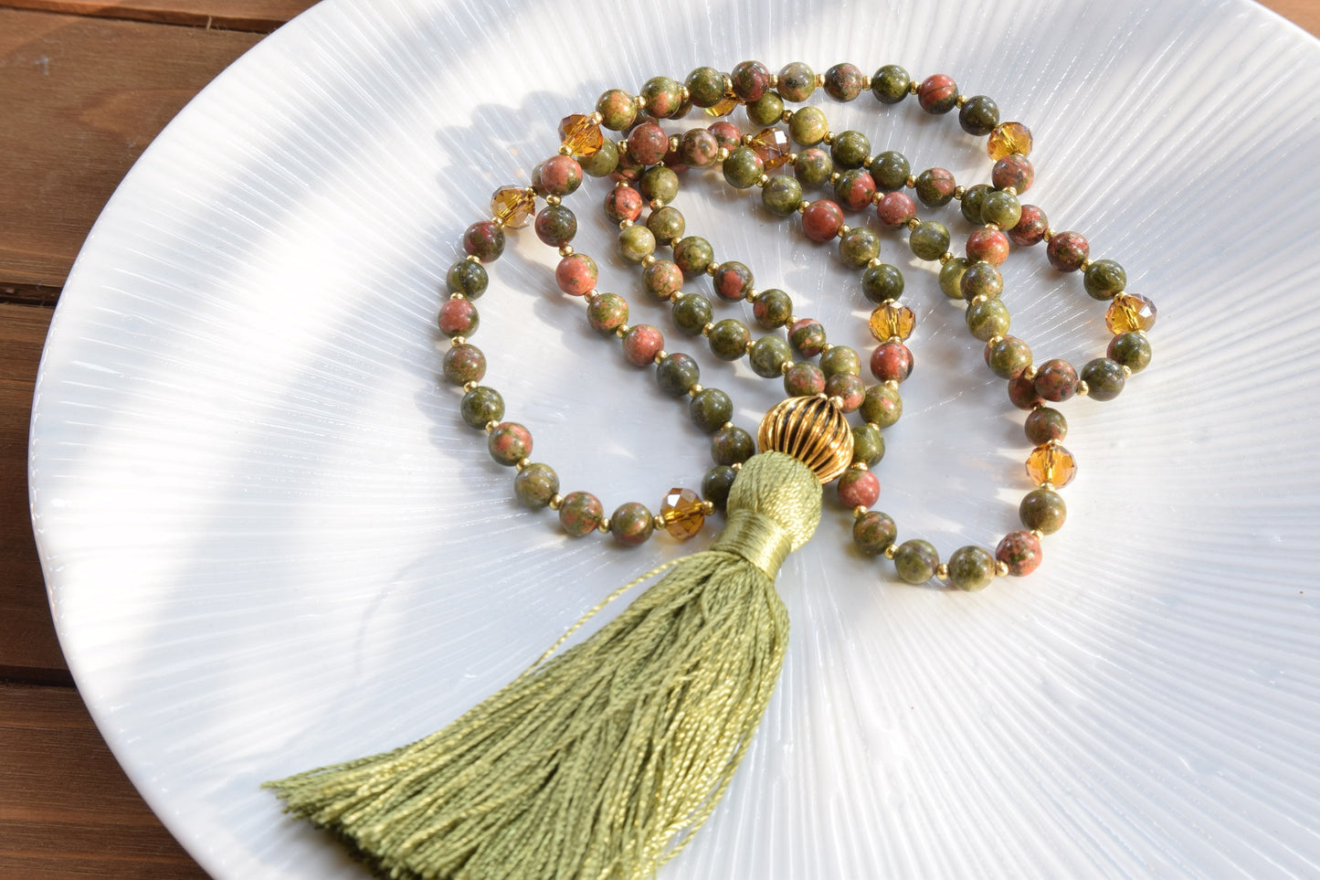 Unakite Tassel Necklace