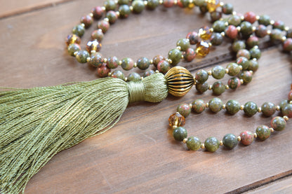 Unakite Tassel Necklace