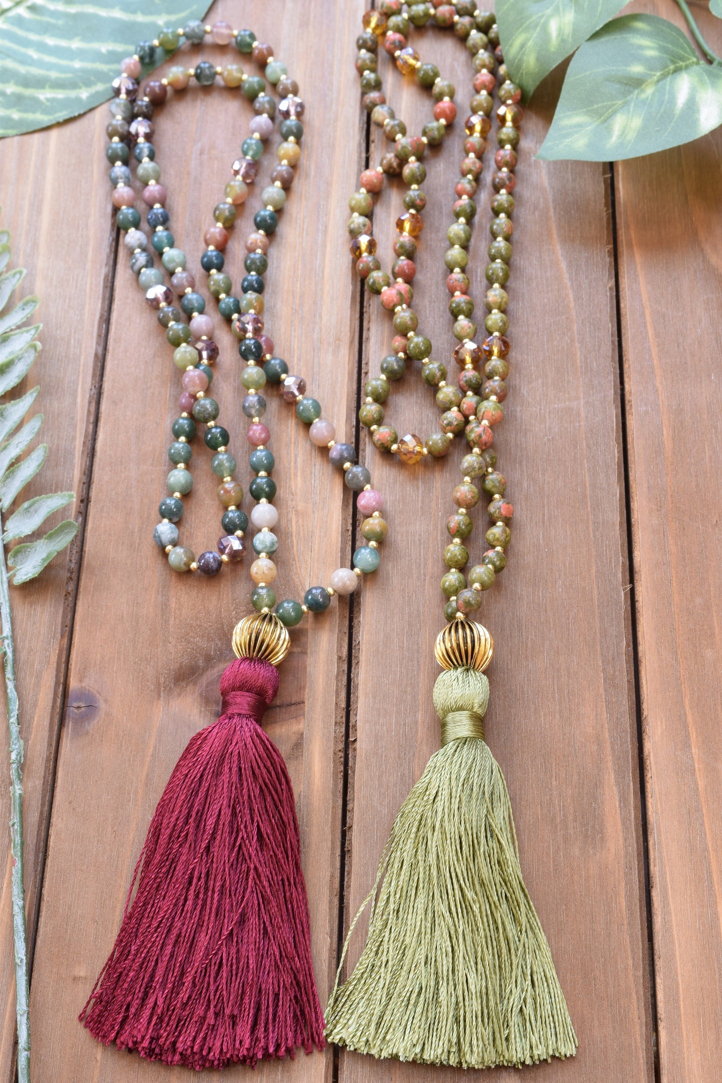 Unakite Tassel Necklace