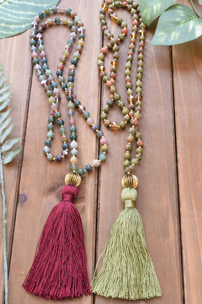 Unakite Tassel Necklace