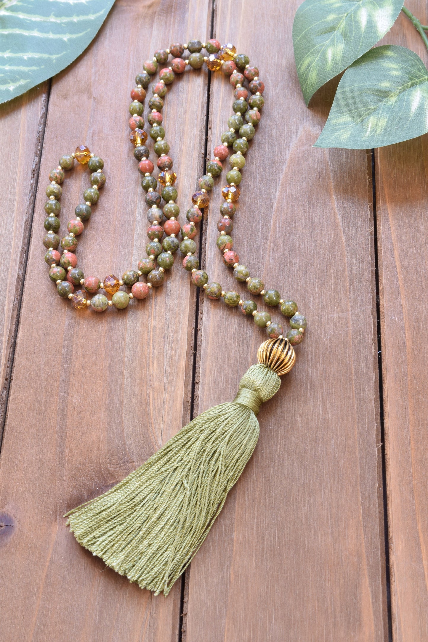 Unakite Tassel Necklace