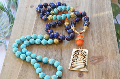 Buddha Lapis Lazuli Knotted Necklace