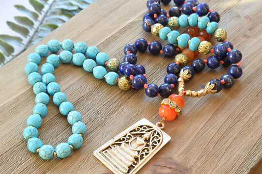 Buddha Lapis Lazuli Knotted Necklace