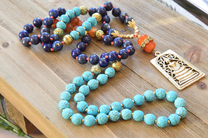 Buddha Lapis Lazuli Knotted Necklace