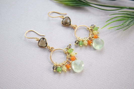 Prehnite and Topaz Quartz Earrings