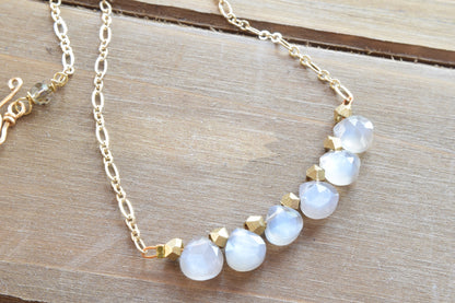 Gray Moonstone Bar Necklace