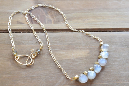 Gray Moonstone Bar Necklace