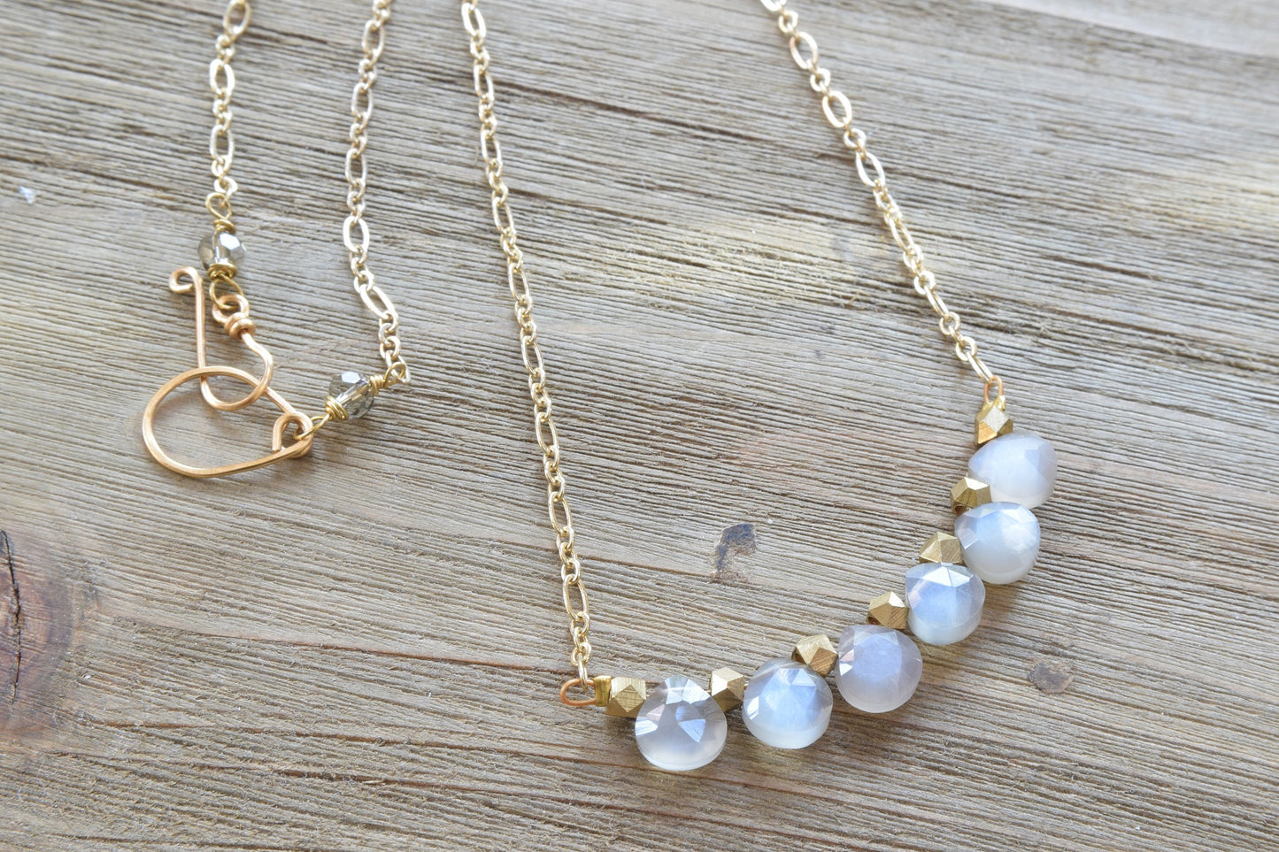 Gray Moonstone Bar Necklace