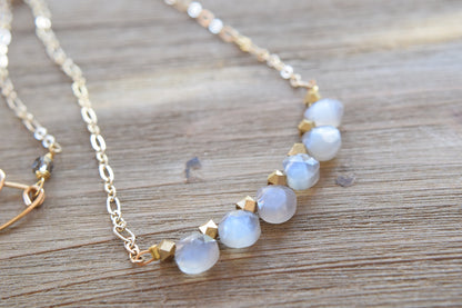 Gray Moonstone Bar Necklace