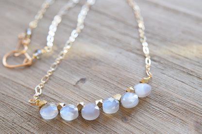 Gray Moonstone Bar Necklace