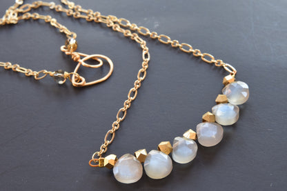 Gray Moonstone Bar Necklace