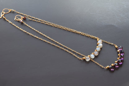 Gray Moonstone Bar Necklace