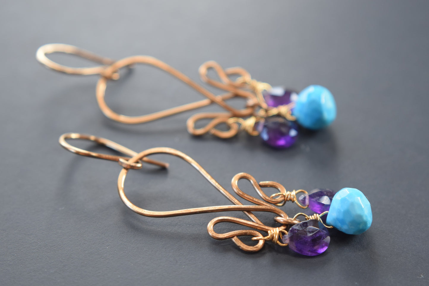 Turquoise and Amethyst Earrings