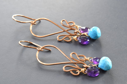 Turquoise and Amethyst Earrings