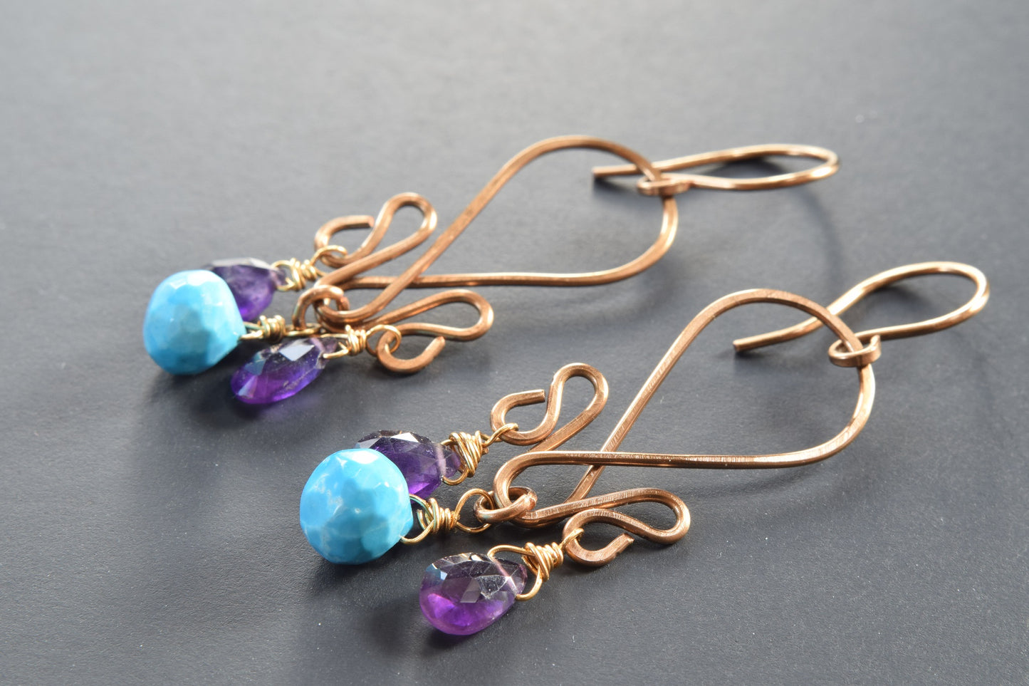 Turquoise and Amethyst Earrings