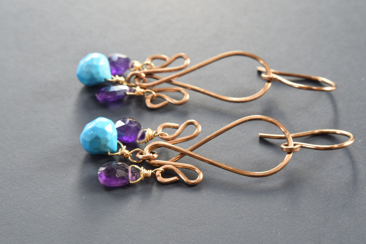 Turquoise and Amethyst Earrings