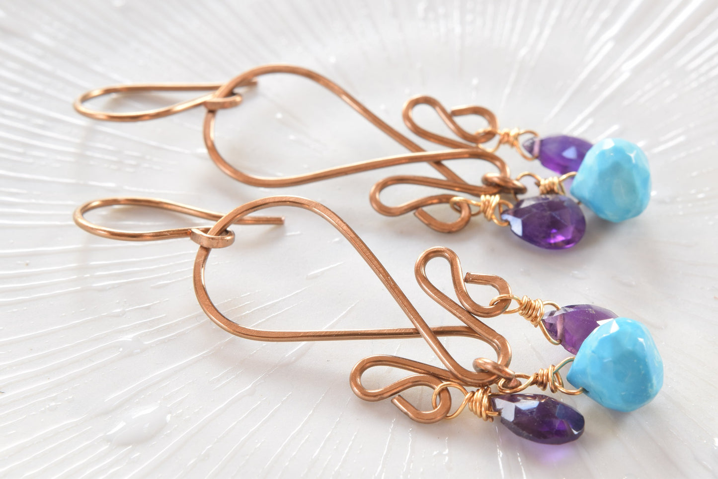 Turquoise and Amethyst Earrings