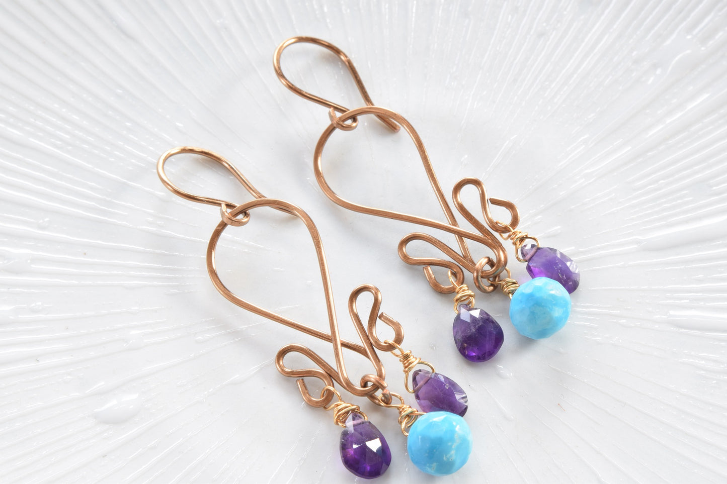 Turquoise and Amethyst Earrings