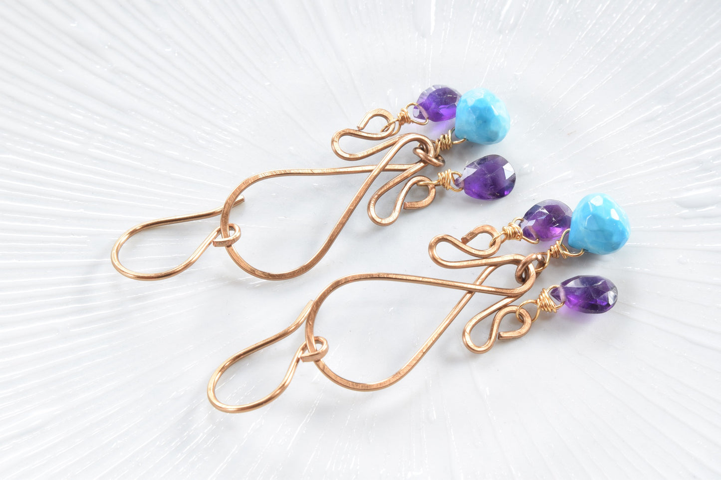 Turquoise and Amethyst Earrings