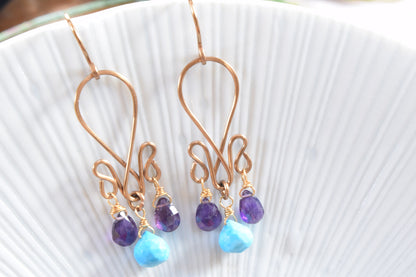 Turquoise and Amethyst Earrings