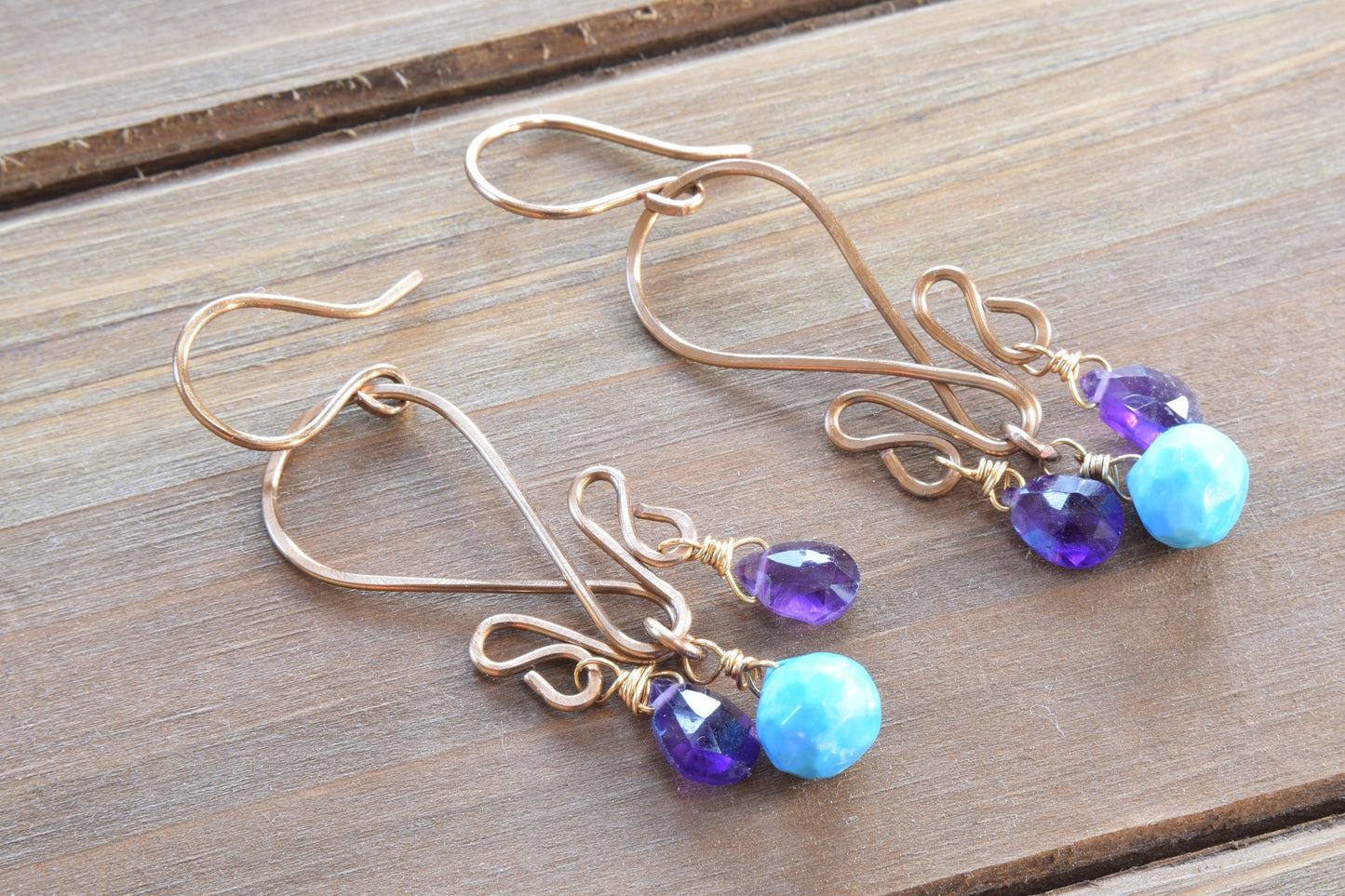 Turquoise and Amethyst Earrings