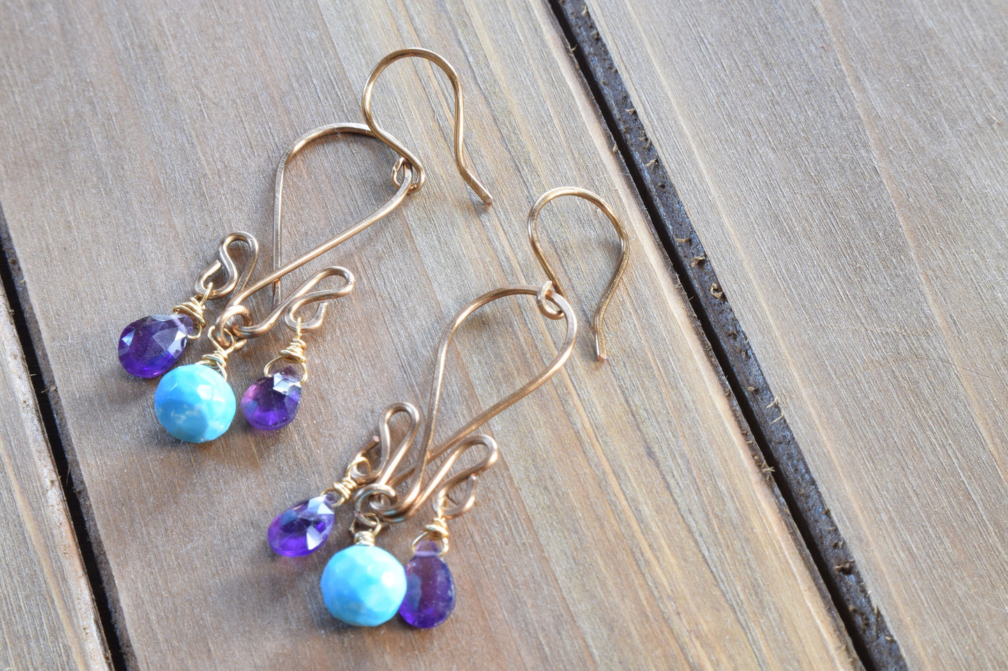 Turquoise and Amethyst Earrings