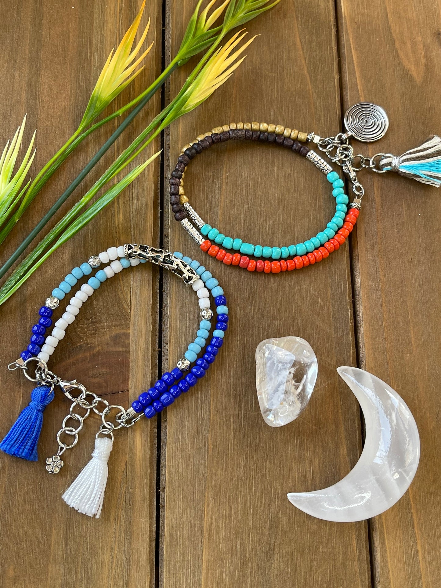 Boho Wrap Bracelet / Round Amulet