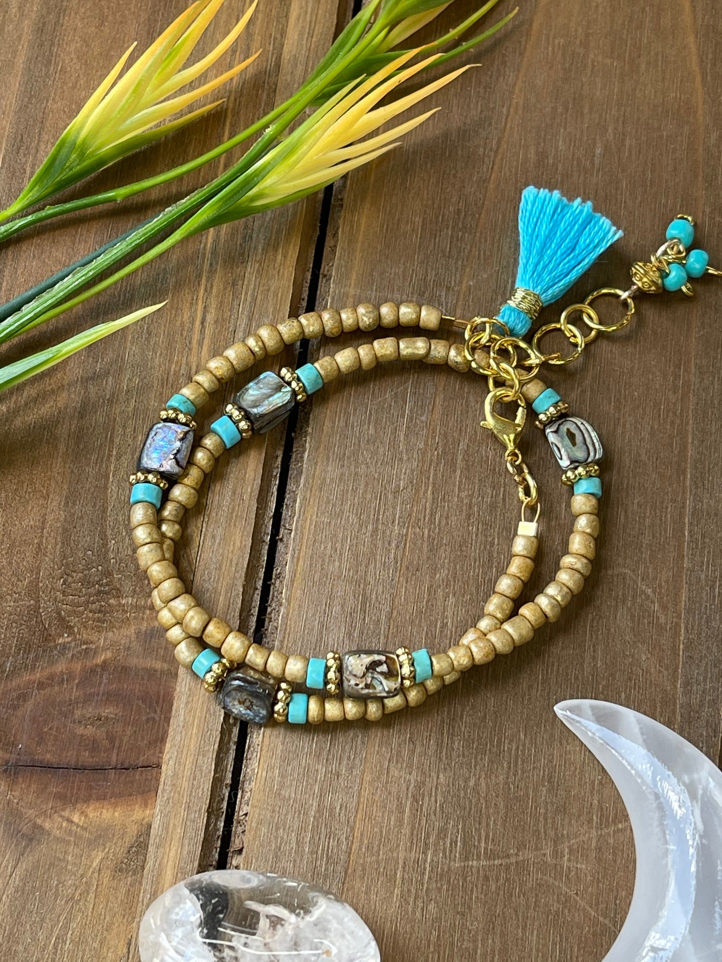 Boho Wrap Bracelet / Abalone