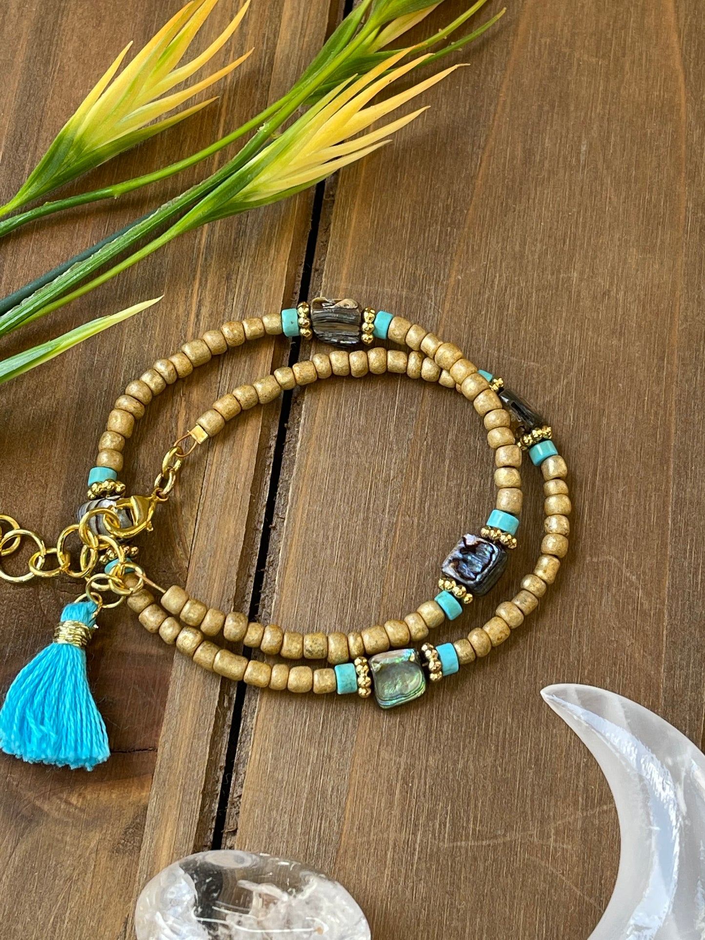 Boho Wrap Bracelet / Abalone