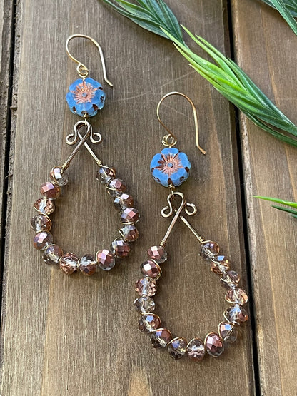 Rose Gold Czech Earrings