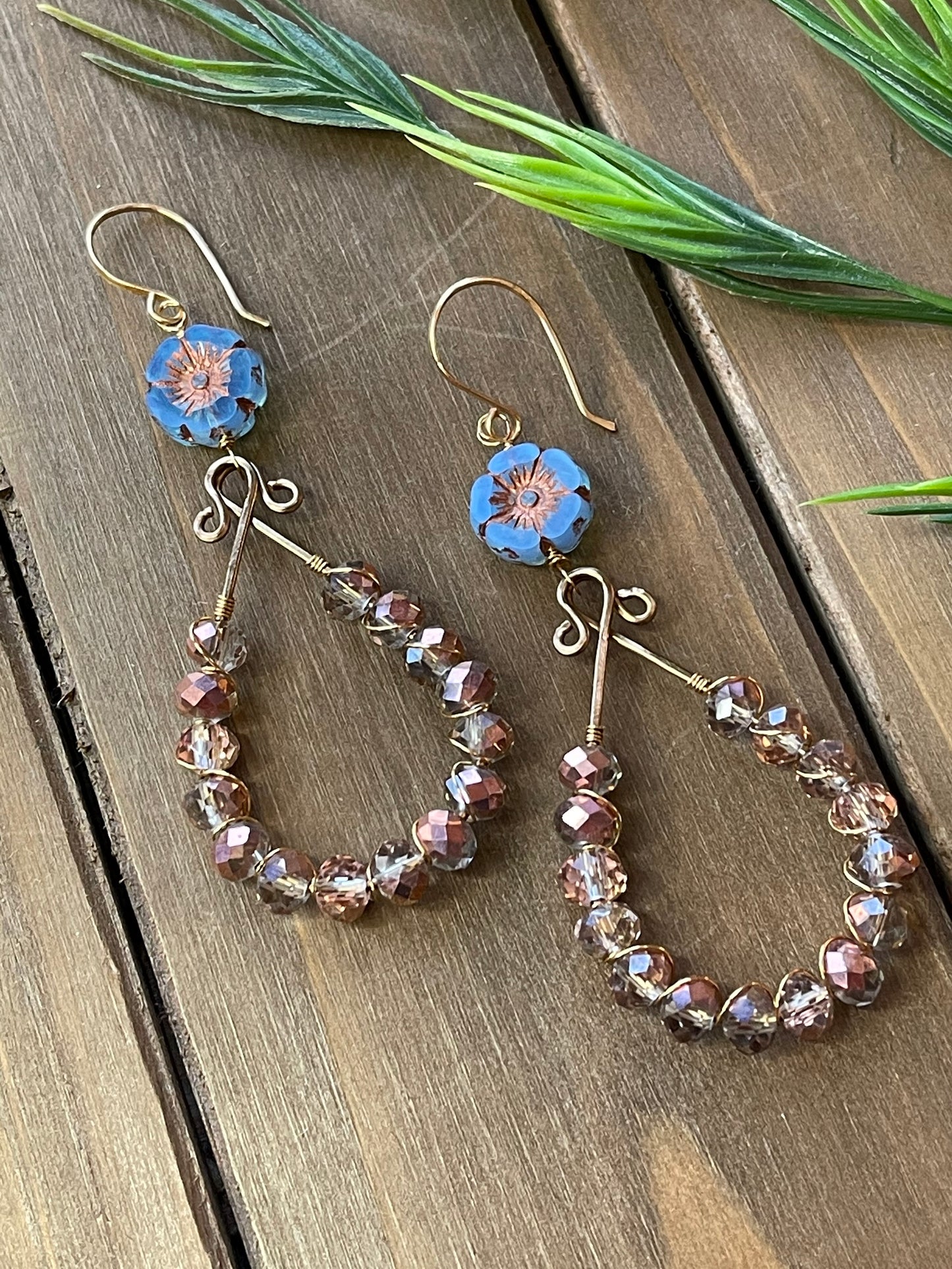 Rose Gold Czech Earrings