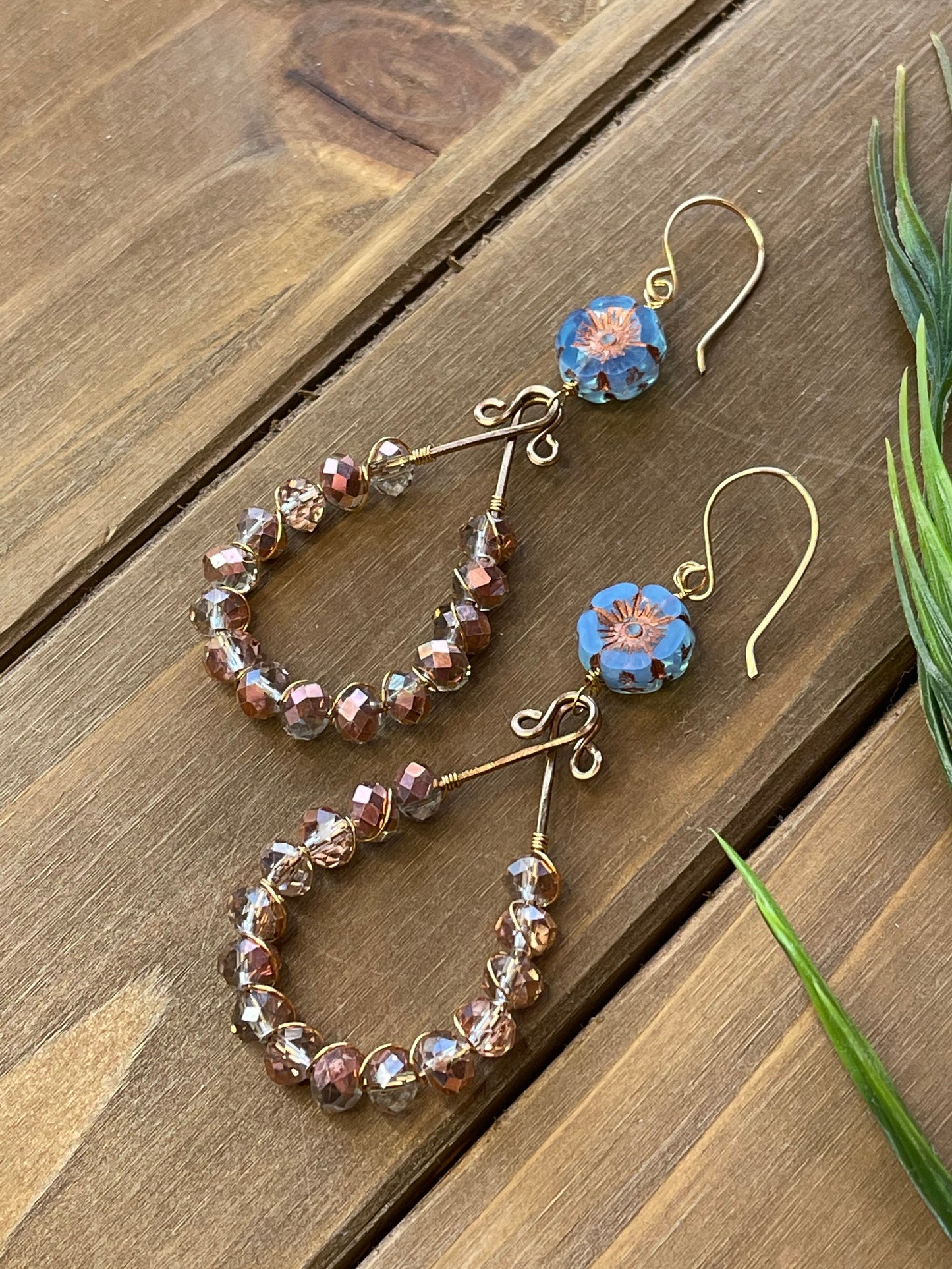 Rose Gold Czech Earrings