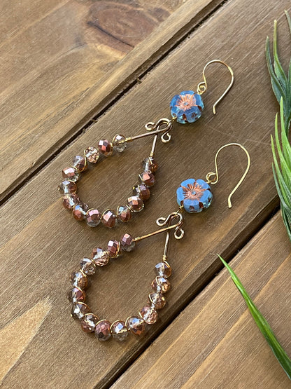 Rose Gold Czech Earrings